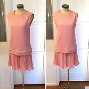 Vintage 60s Pink Drop Waist Mod Beaded Cocktail Dress